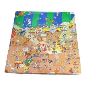 Circus Circus Puzzle Warren Industries 90s Vintage Cartoon Crowd Scene 20.5x20.5
